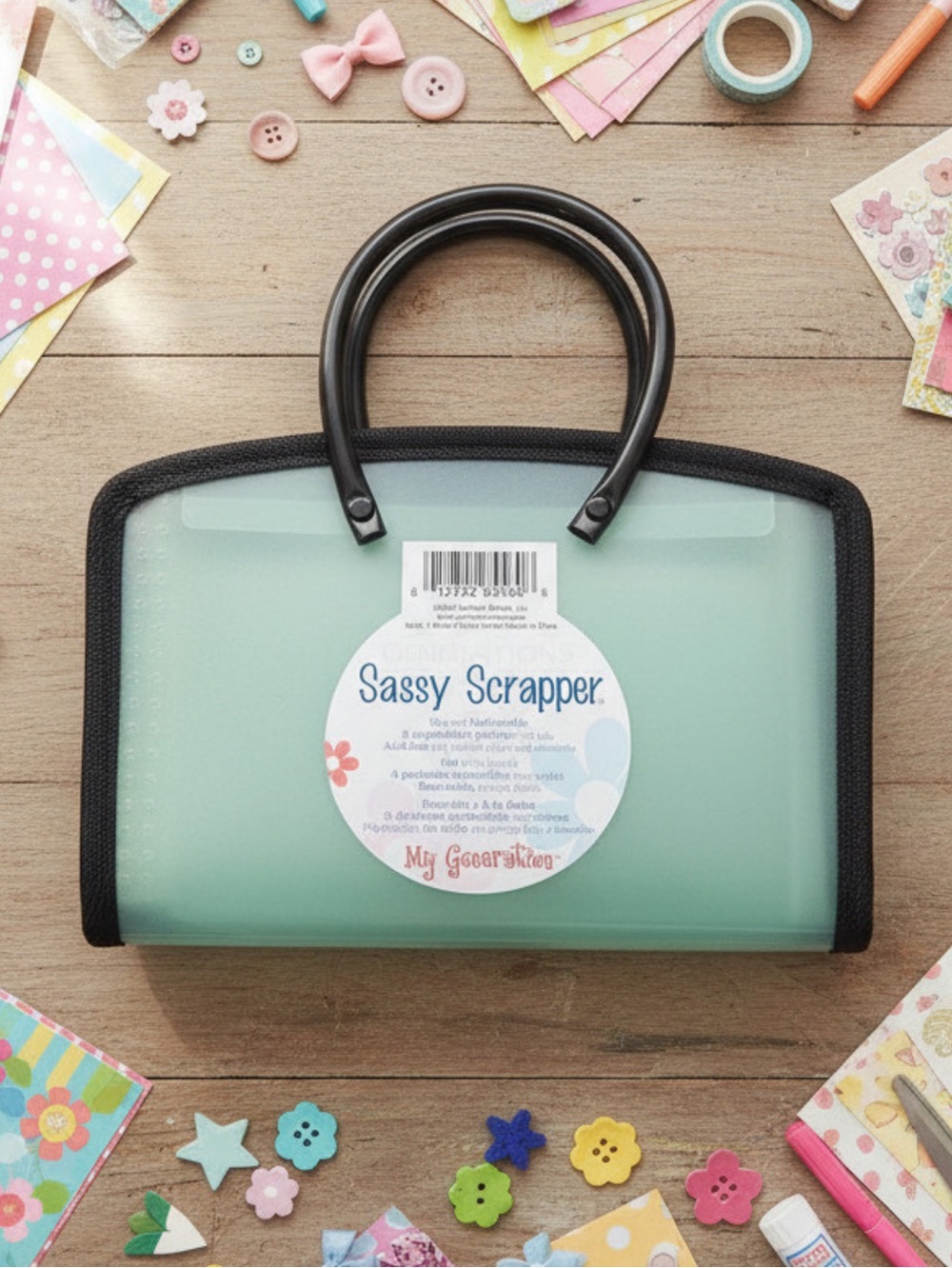 NWT Sassy Scrapper expandable photo organizer featuring 6 pockets